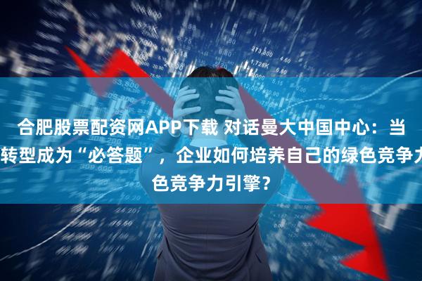 合肥股票配资网APP下载 对话曼大中国中心：当可持续转型成为“必答题”，企业如何培养自己的绿色竞争力引擎？